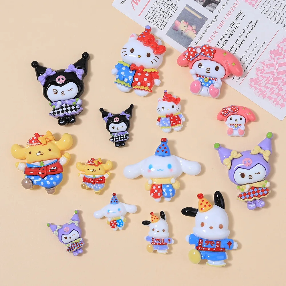 

100pcs Kawaii Cartoon Sanrio Kulomi Melody Hello Kitty Resin Flatback Scrapbook Decor DIY Hairclip Hairbow Accessories Crafts