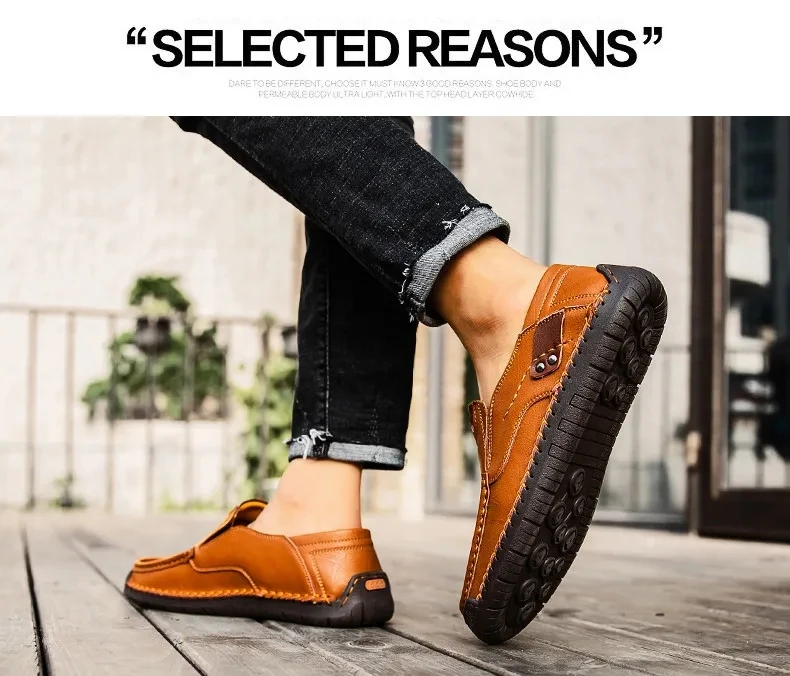 Neue Mode Männer Casual Schuhe Handgemachte Leder Loafer Bequeme männer Schuhe Qualität Split Leder Flache Fahren Schuhe Größe 48 – Detail 12