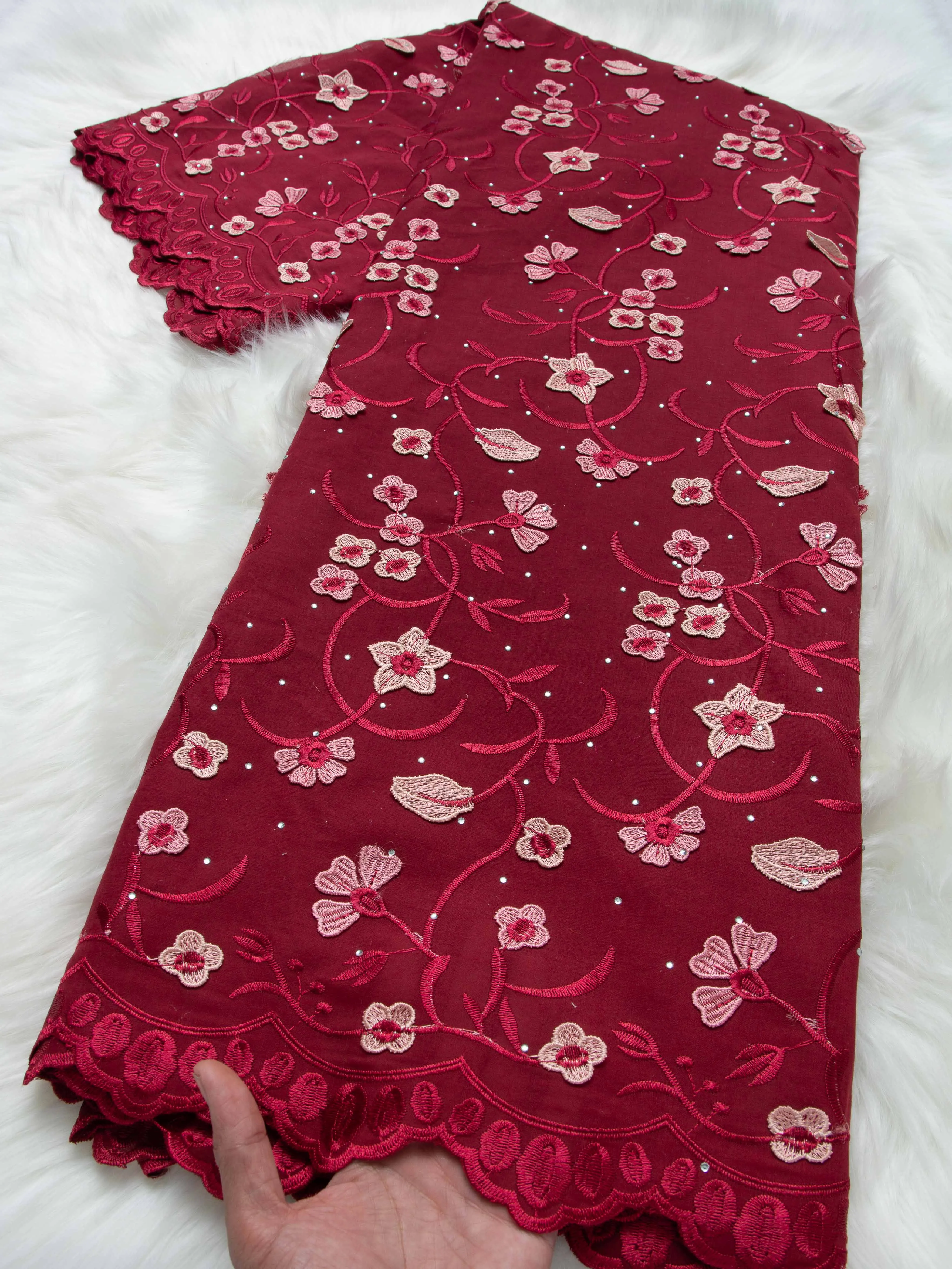 

2026 New Arrival African Cotton Lace Fabric 5 Yards High Quality Austria Nigerian Stones Cotton for Sewing Lace Women DIY Dress