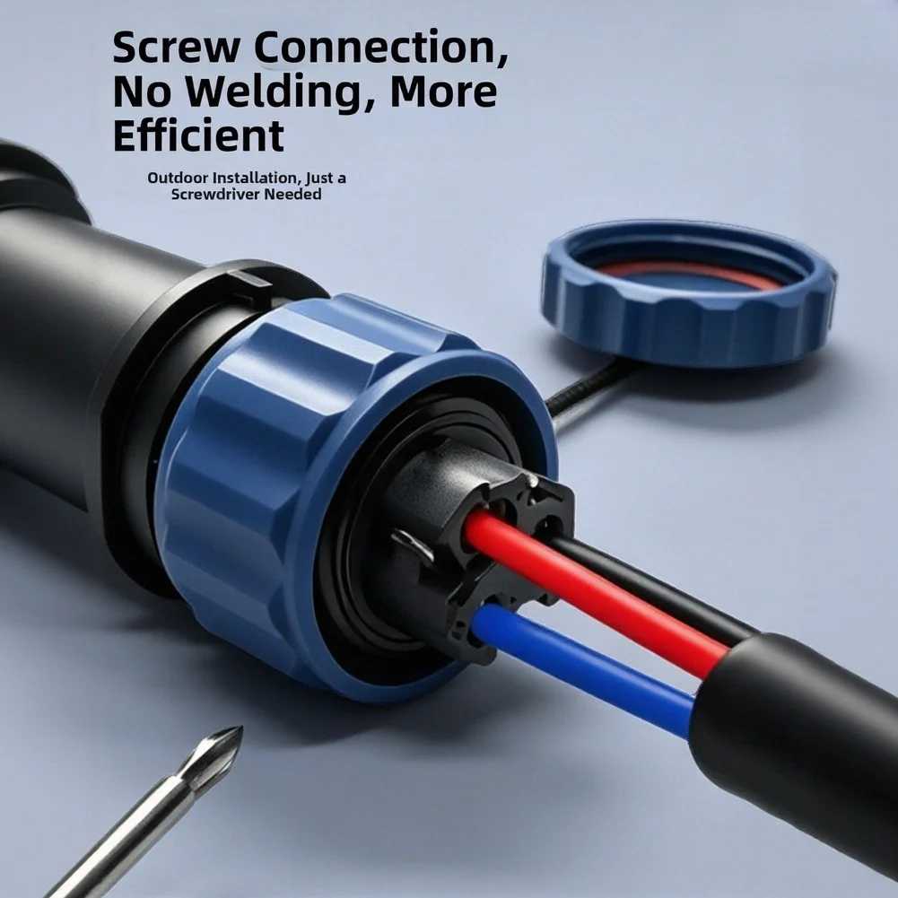 LD20 IP68 Waterproof Connector Quick Male Female Socket 2-5 Core 25A Aviation Plug= For Solar Panel Outdoor Wiring System