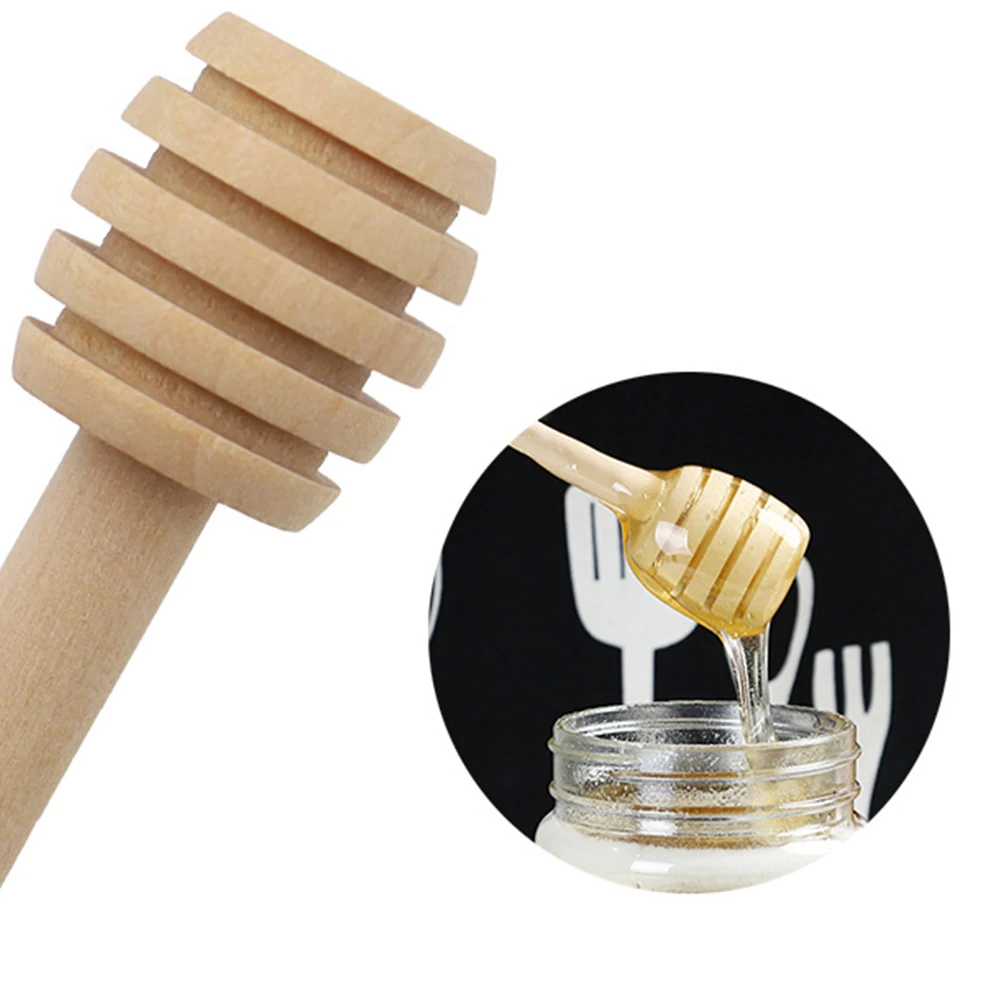 1-5PC Wooden Honey Sticks Small Honey Spoon Sticks Long Handle Honey Spoon Dispense Drizzle Honey Wedding Party Favors for Honey