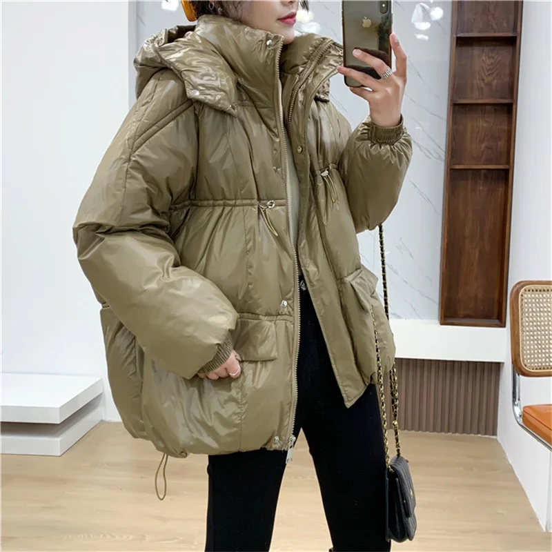 Casual Hooded Drawstring Cotton Clothes Winter Jackets Coats New Korean Loose Warm Parkas Girls Outerwear bd277