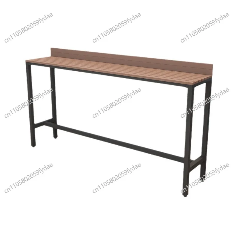 Modern simple outdoor plastic wood tables and chairs Convenience store Wall high tables and chairs Outdoor cafe Terrace strip