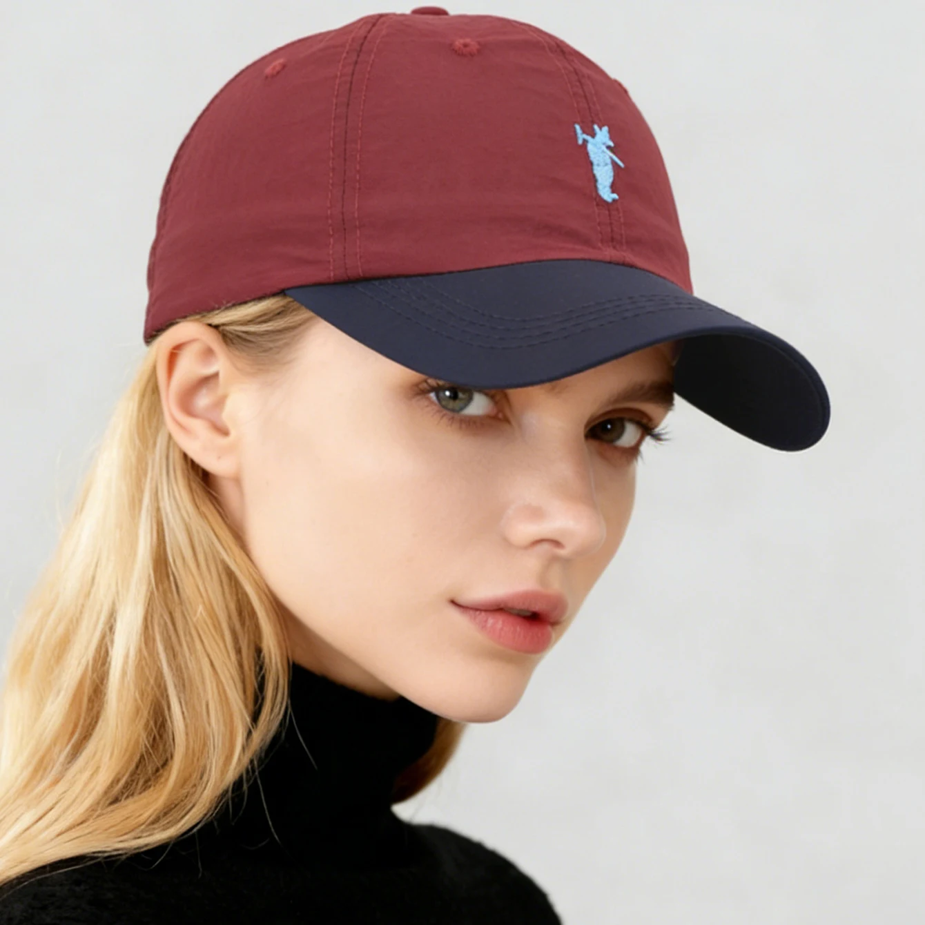 A color-blocked embroidered bear quick-drying, lightweight, sunshade, versatile baseball cap for casual outdoor sports