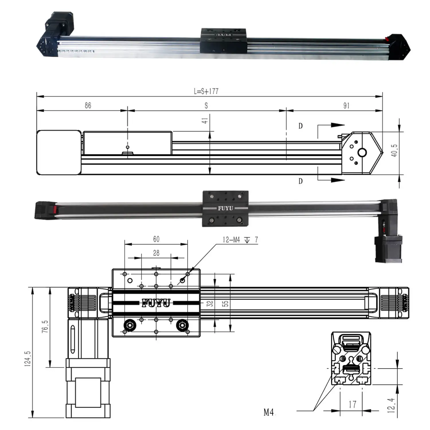 3500mm Stroke Range High Speed Double Shaft Cores Thin Slide Aluminum Linear Rail Guide With Motor & PLC