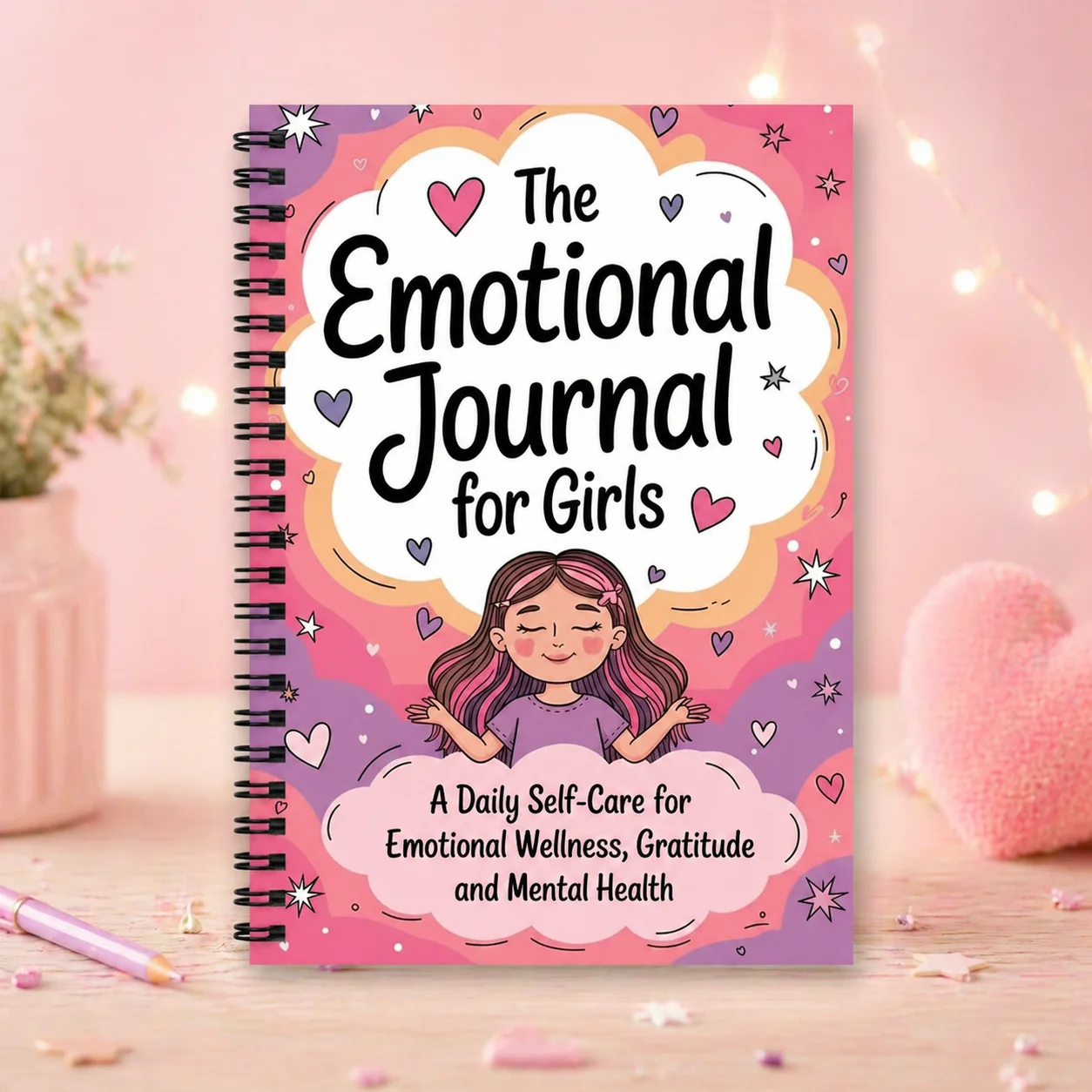 Emotional Journal for Girls Spiral Notebook Aesthetic Self Care Diary for Kids Gratitude Mental Health Writing Book Daily Use