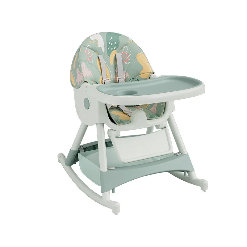 Multifunctional Baby High Chair Toddler Seat Metal Frame, Foldable Dining Table Grow-Along Portable Rocker