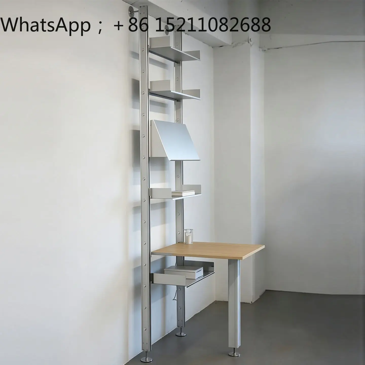 LLY wall-mounted shelf aluminum profile column modular bookshelf desk integrated minimalist home office storage rack