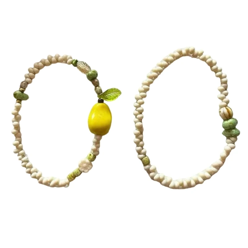 T4MD Adjustable Elastic Pear Beaded Bracelet Stackable Resin Jewelry For Daily Wear Fashionable Accessory