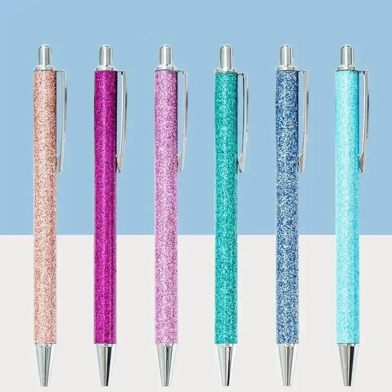 Pcs 20 Flash Crystal School Pen Black Ballpen Ink 1.0mm & Stationery New Metal Bullet Pendant Office Ballpoint