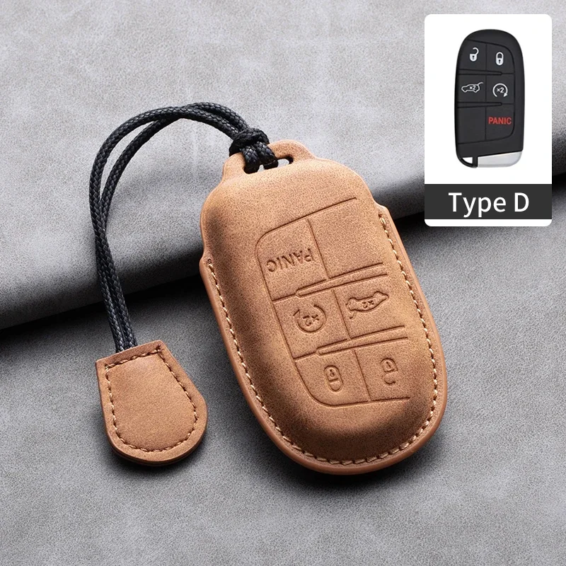 For Jeep Renegade Grand Cherokee Dodge Ram Charger 1500 Challenger Chrysler 300C Journey Leather Car Remote Key Case Cover