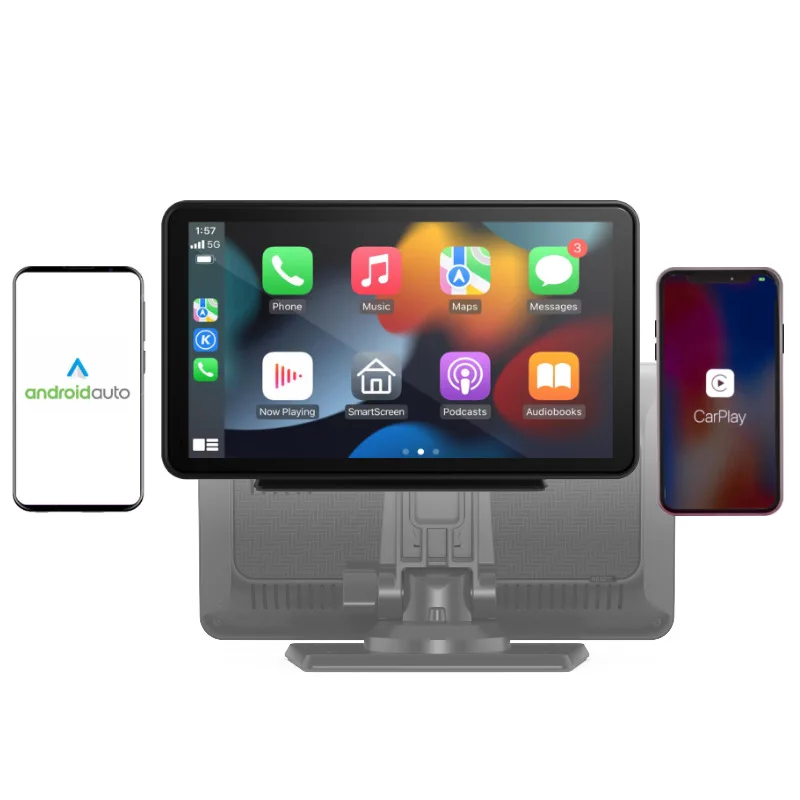 7 นิ้วแบบพกพารถสมาร์ทหน้าจอไร้สาย CarPlay Android Auto 2.5D จอแสดงผลความละเอียดสูง MP5 เครื่องเล่นวิดีโอ Car Electronics