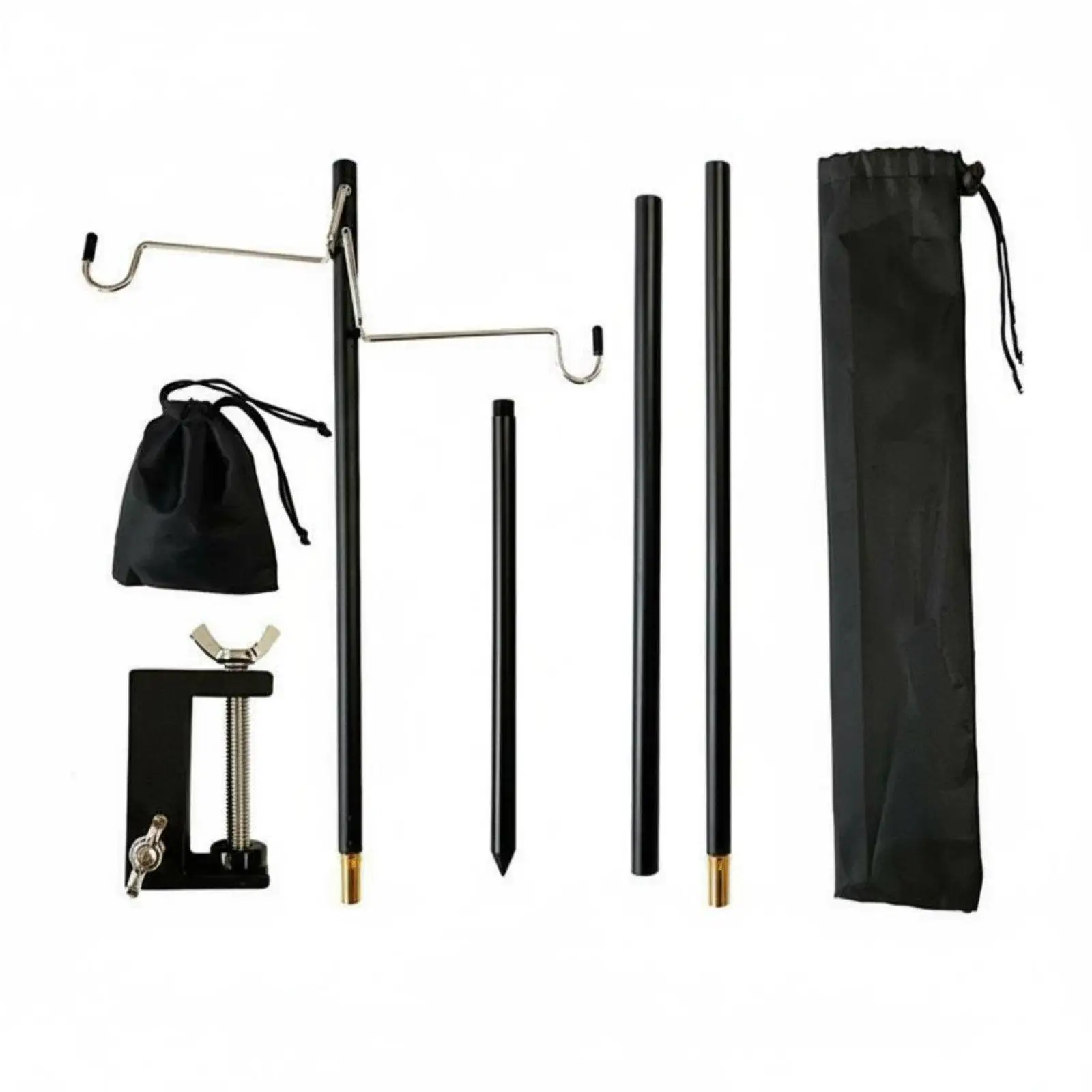Compact Outdoor Light Stand Foldable Aluminum Alloy Lantern Hanger Adjustable Clamp for Camping Table Hiking Gear