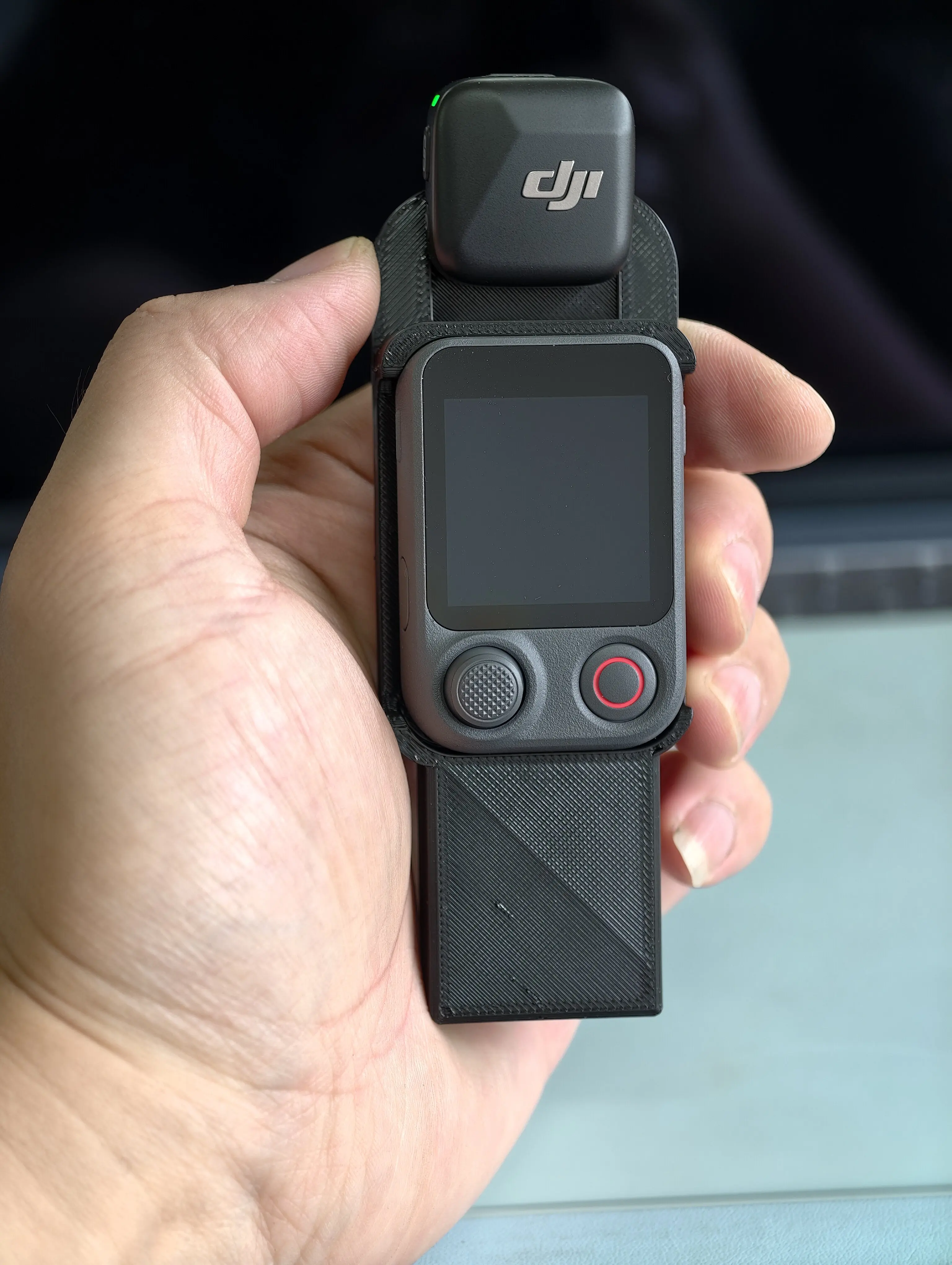 For DJI Pocket 4P Screen Remote Multi-Function Handle Grip with 1/4 Expansion Mounting Hole 3D Printed Handheld Bracket