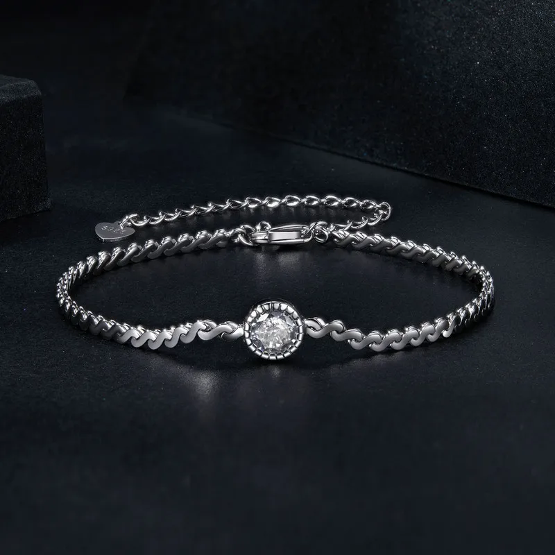 

Bamoer U 0.5CT Moissanite Bracelet 925 Sterling Silver Unique S Shaped Chain Design Certified Bracelet Women Fine Jewelry VVS1