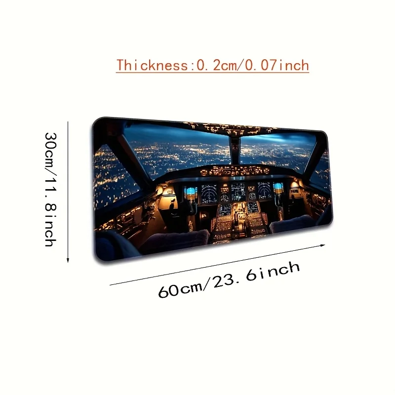 Airplane Cockpit View Desk Mat Extra Large Gaming Mouse Pad Non-Slip Rubber Base for PC Computer