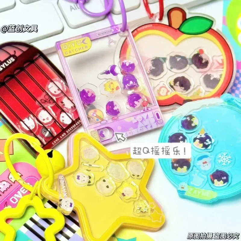 wholesale 5PCS Love and Deepspace Snowman Apple Rabbit Duck Crow Anime Xavier Zayne Rafayel ralayo Sylus Cartoon Shaker Keychain