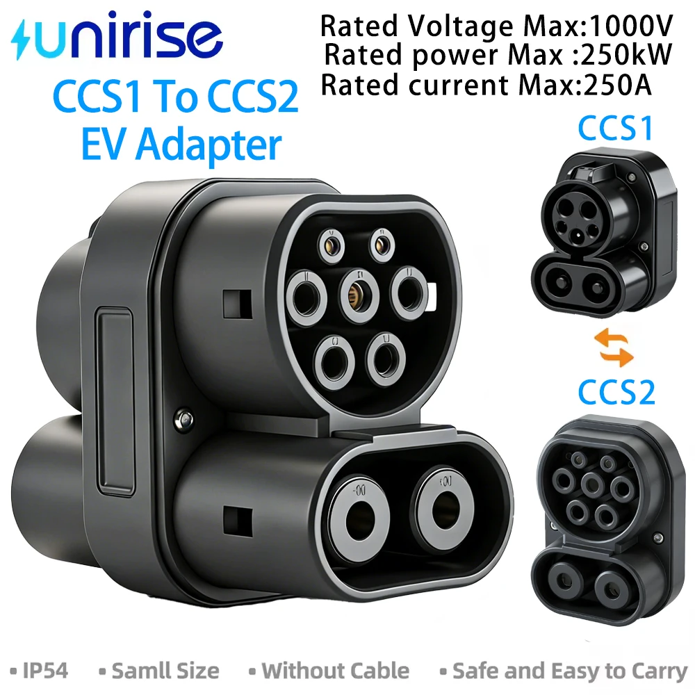 

Unirise 250A DC CCS1 to CCS2 EV Car Adapter Converter For CCS1 Charging Station To CCS2 Electric Vehicle Fast Charger Connector
