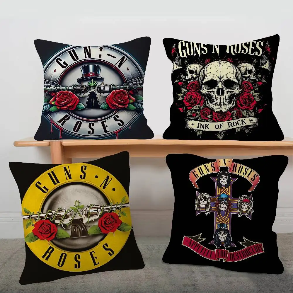 Rock Band Guns N' Roses Cute Cartoon L Game Cushion Cover Pillowcase Upholstery Sofa Throw Pillow Home Decor Pillowcas