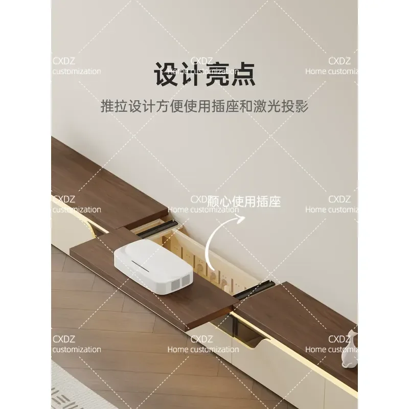 Floor to Ceiling TV Cabinet for Living Room Medieval Cream Style Advanced Sense Laser Design Ultra Narrow Thin Customizable