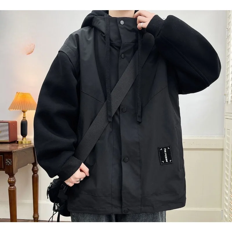 High-end Short Hooded Vacation Two Warm Coats Winter Style To Overcome Fashion Warm Outerwear Men's Thickened Winter New Bread