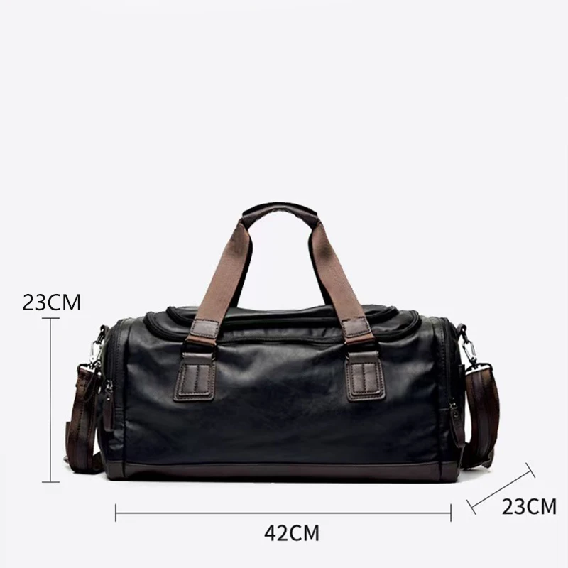 

2025 new men's travel bag handbag shoulder bag fashionable leather crossbody bag fitness bag retro large capacity top bag