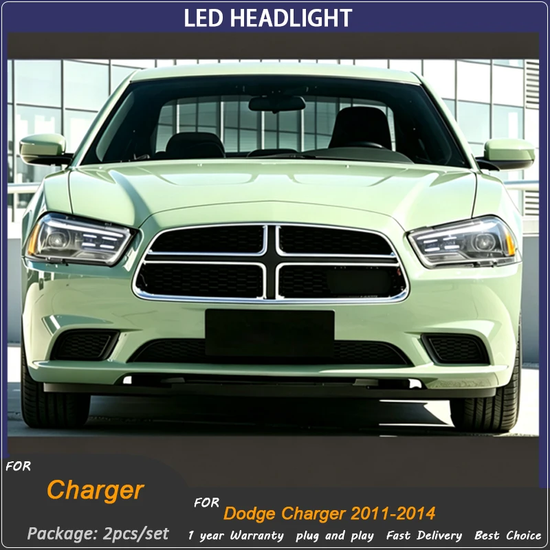 Car Light For Dodge Charger Headlight 2011-2014 Upgrade Modified to New DRL Dynamic Turn Signal LED Headlight Auto Accessories
