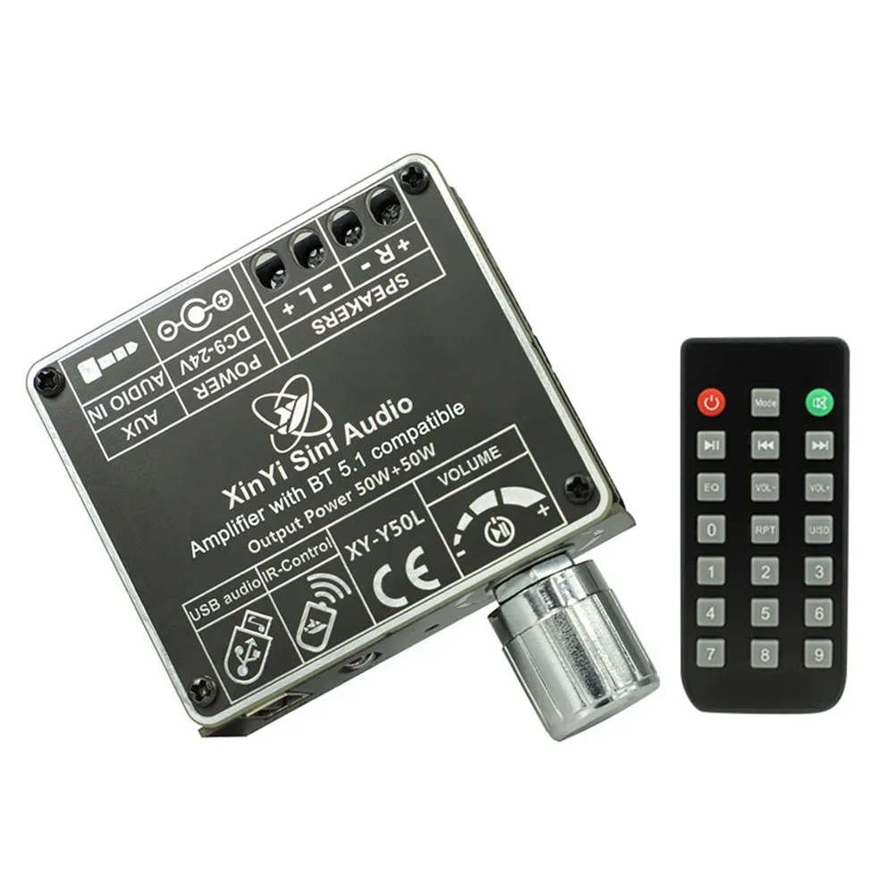 XY-Y50L Digital Power Amplifier Module Bluetooth-Compatible 5.1 AUX USB Dual Channel 50W Infrared Remote Control