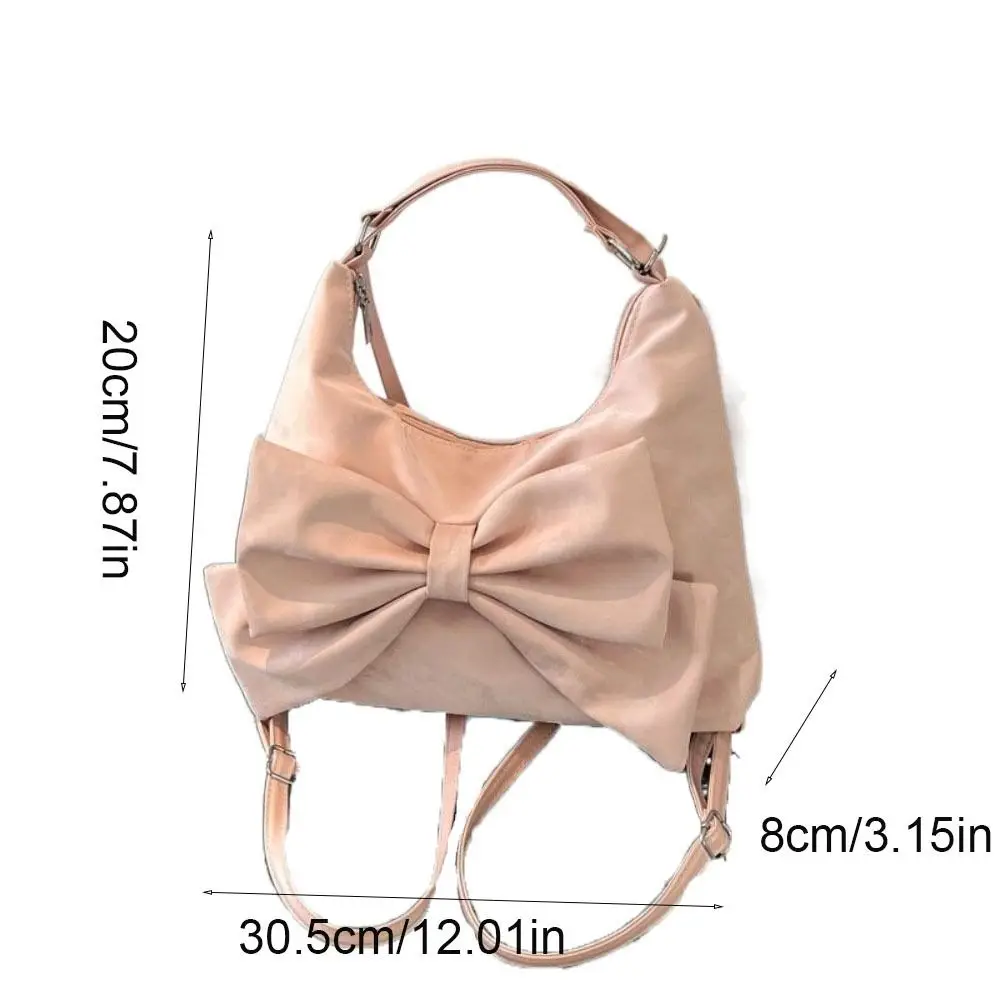 Sweet Bow Underarm Bag For Women Girl Large Capacity Tote Bag Multi-purpose Backpack Student School Bag