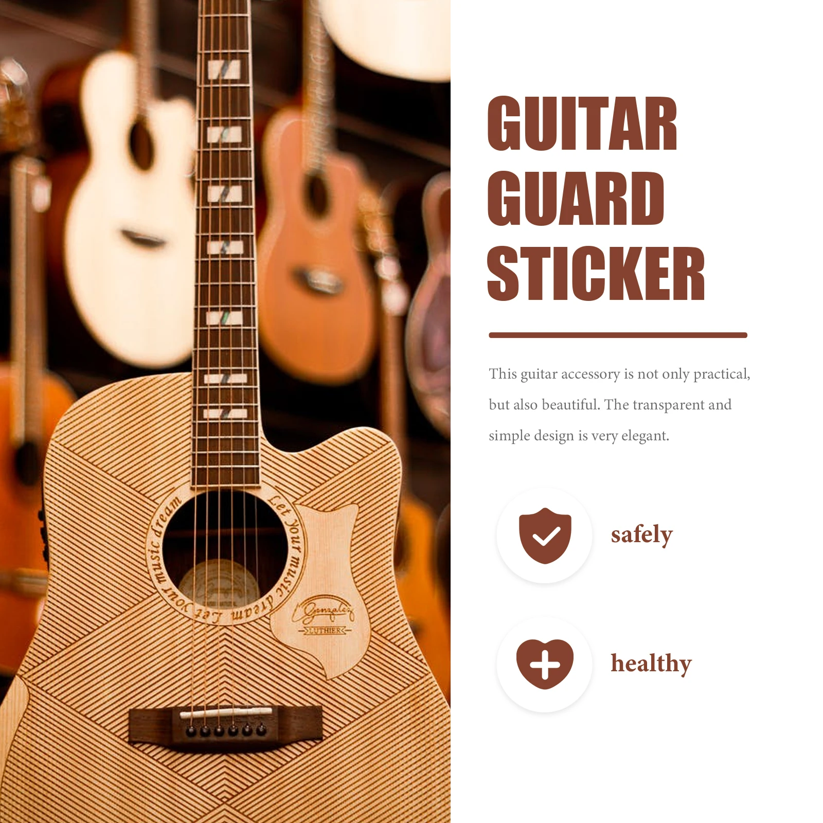 

Guitar Pickguard Sticker TPU Nanometer Transparent Anti scratch Plate for 40 41 Inch Guitars Protector Lightweight Portable