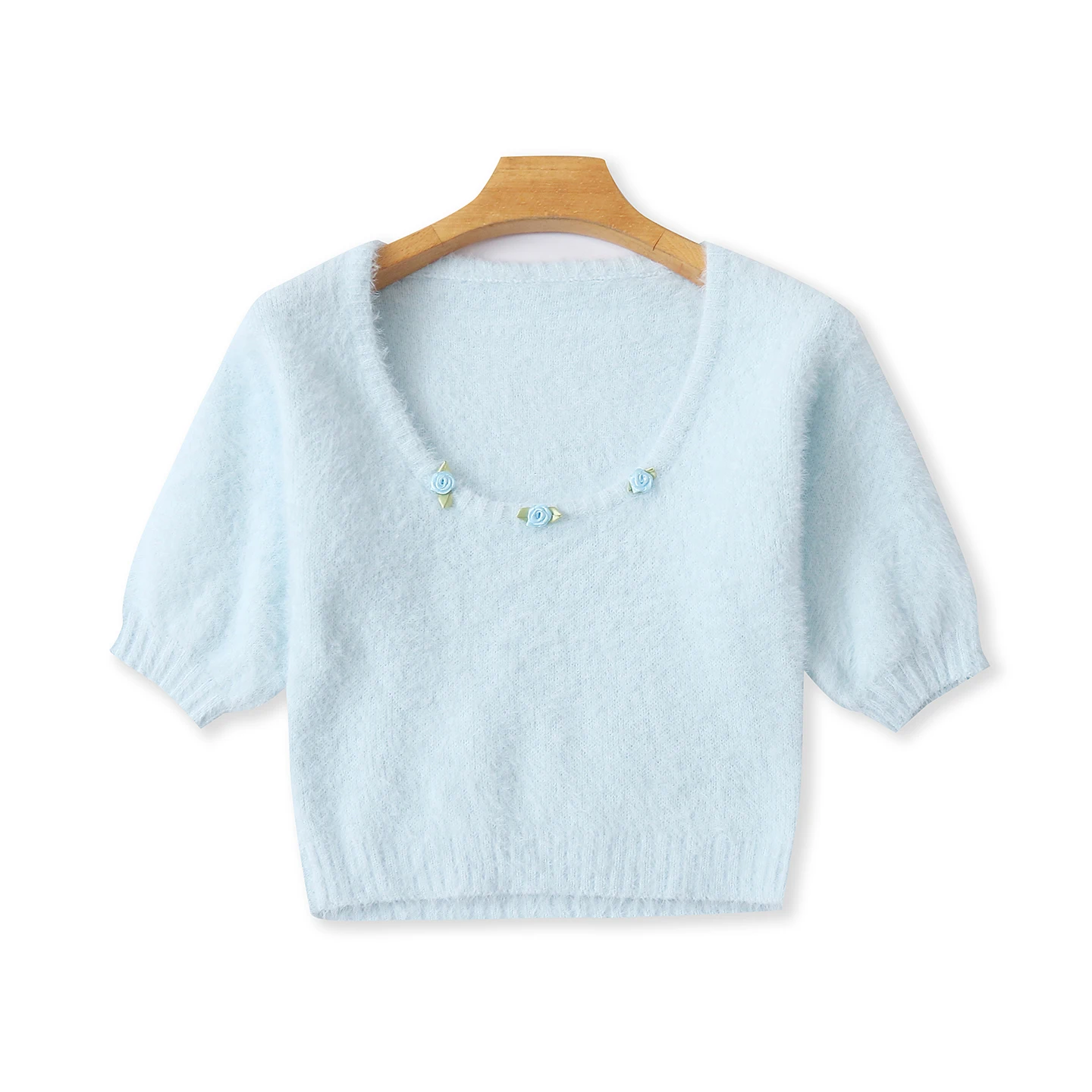 

Модный женский свитер из искусственного меха норки, приталенный, с круглым вырезом, осенняя новинка, для повседневной носки, однотонный