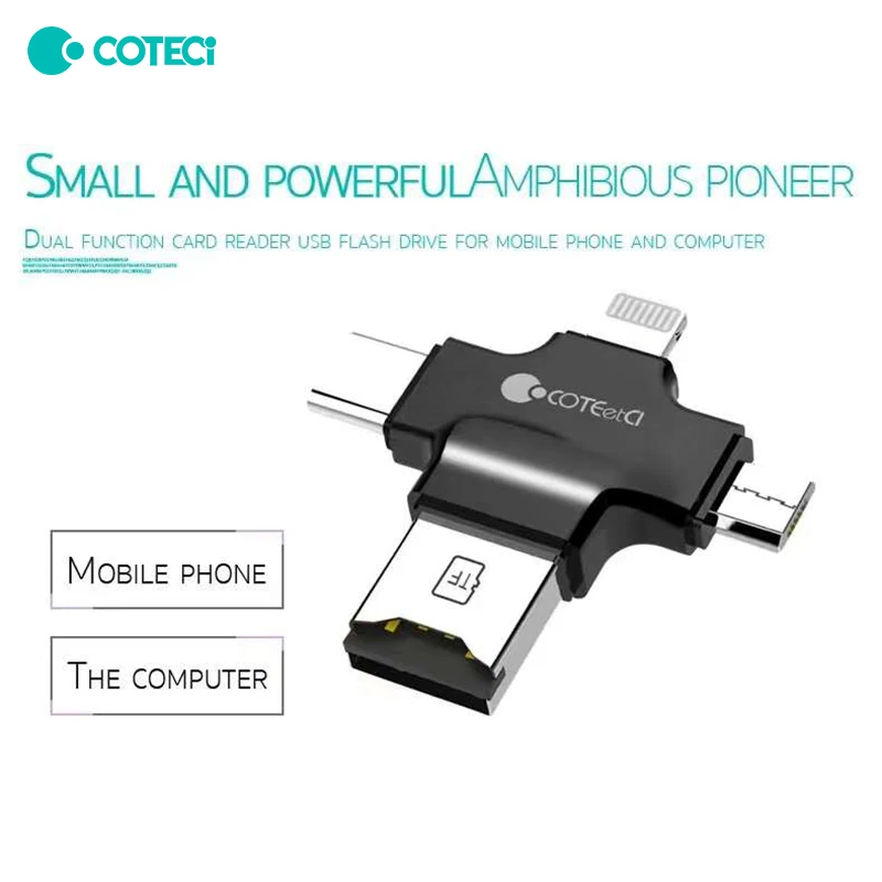 COTECi Mobile phone card reader typec2.0 Android for Apple Huawei tablet storage TF card tpc adapter four-in-one multi-function