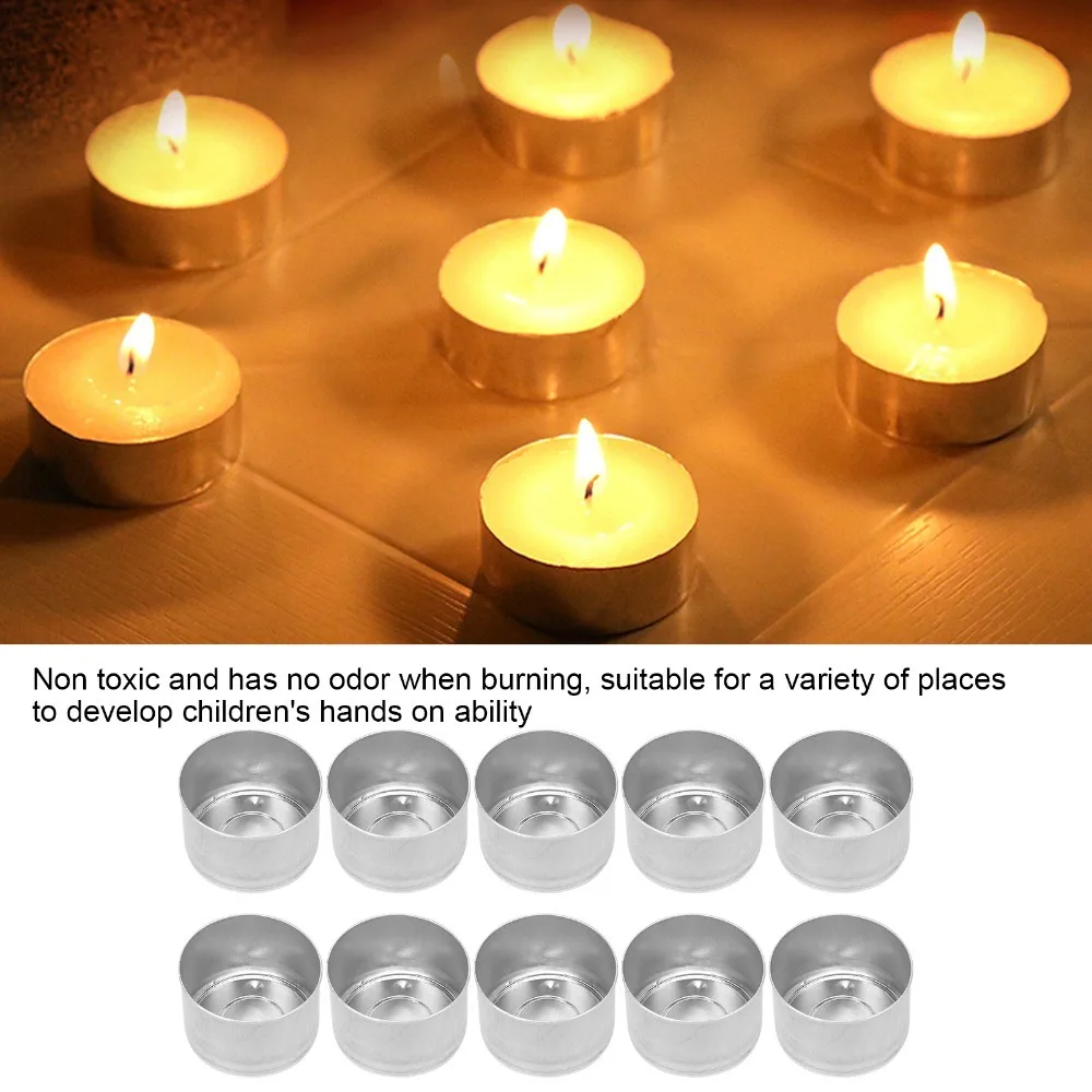 50 Pack Aluminum Shell Tea Light Candle Cups Silver Color 1.5 Inch Aluminum Candle Containers Longer Life Heat Resistant