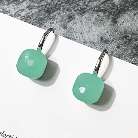 100% 925 Sterling Zilver Snoep Stijl 21 Kleuren Blauw Wit Rood Groen Geel Crystal Drop Earring Voor Vrouwen Fijne Sieraden