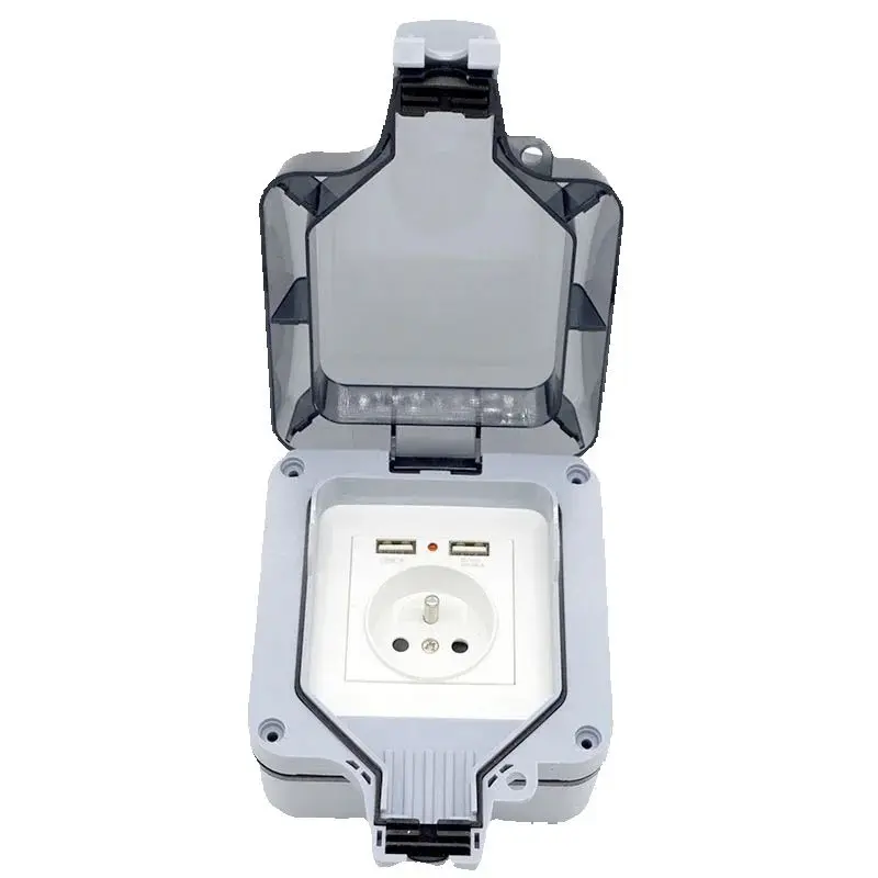 

Hot Sale New Outdoor Waterproof USB Socket Wall Plug EU Standard German Style 250V 16A Power Supply Jack Special Wholesale