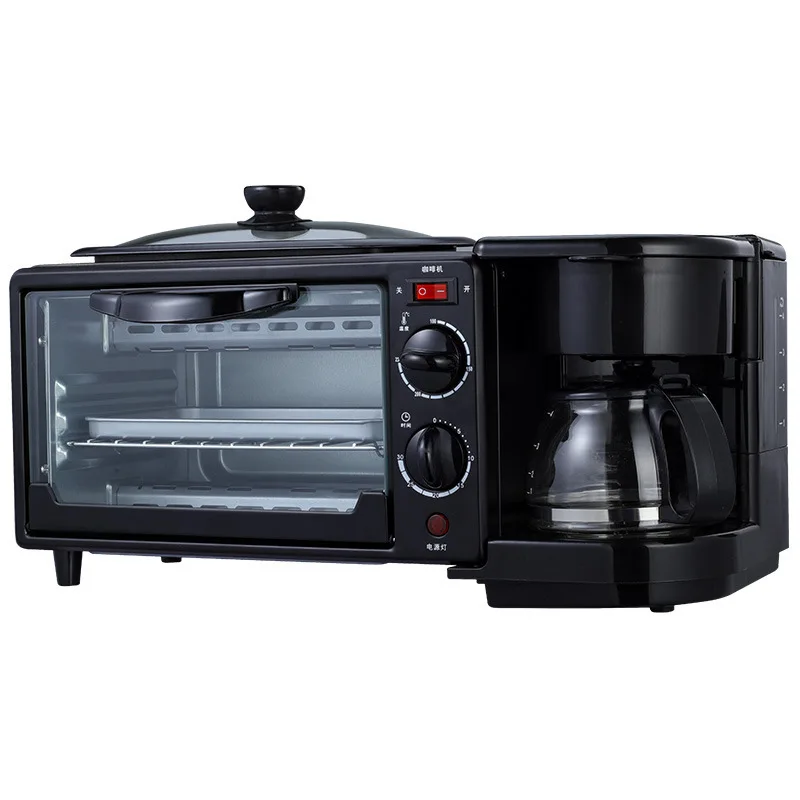 12L Large Capacity Oven and Frying Pan Available Multi Function 3-in-1 Breakfast Machine with Coffee Pot Toaster