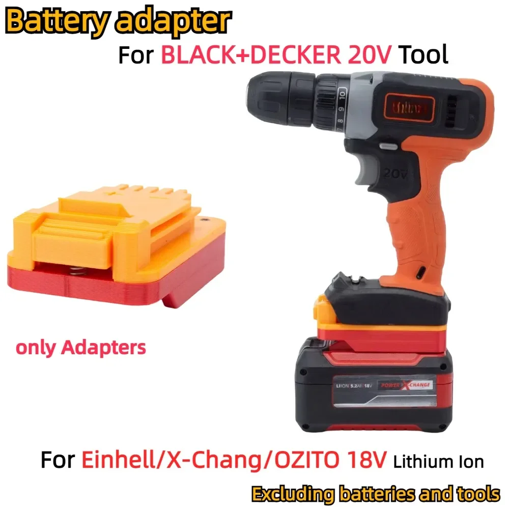 Battery Adapter/Converter for Einhell/X-Chang/OZITO 18V Li-ion Battery TO BLACK+DECKER 20V Electric Drill Tool (Only Adapter)