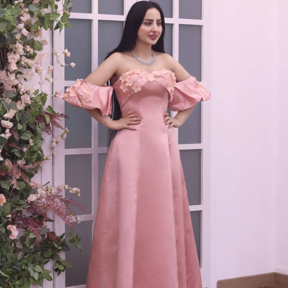 

Customized Satin Applique Draped Graduation Ball Gown Strapless Bespoke Occasion Midi Dresses Saudi Arabia