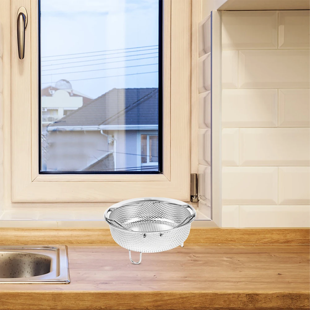 

Stainless Steel Drain Basket Thickened Kitchen Fine Mesh Vegetable Fruit Washer Steamer Insert Pot Strainer