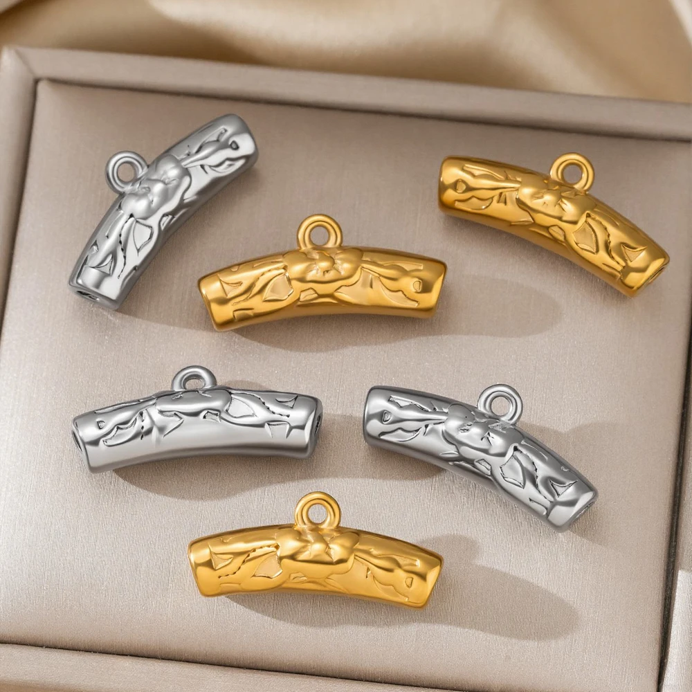 2 Stück/Set Edelstahl Vergoldete Lange Röhren-Abstandsperlen mit Öse für DIY Halsketten, Armbänder, Schmuckherstellung – Detail 1