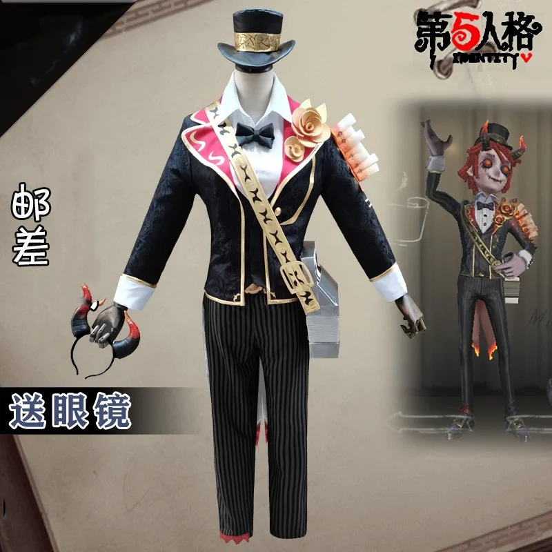 Anime Man Woman Cosplay Identity V Cos Postman Victor Grantz High-quality  Uniform Costume Full Set Top + Pants + Hat + Belt