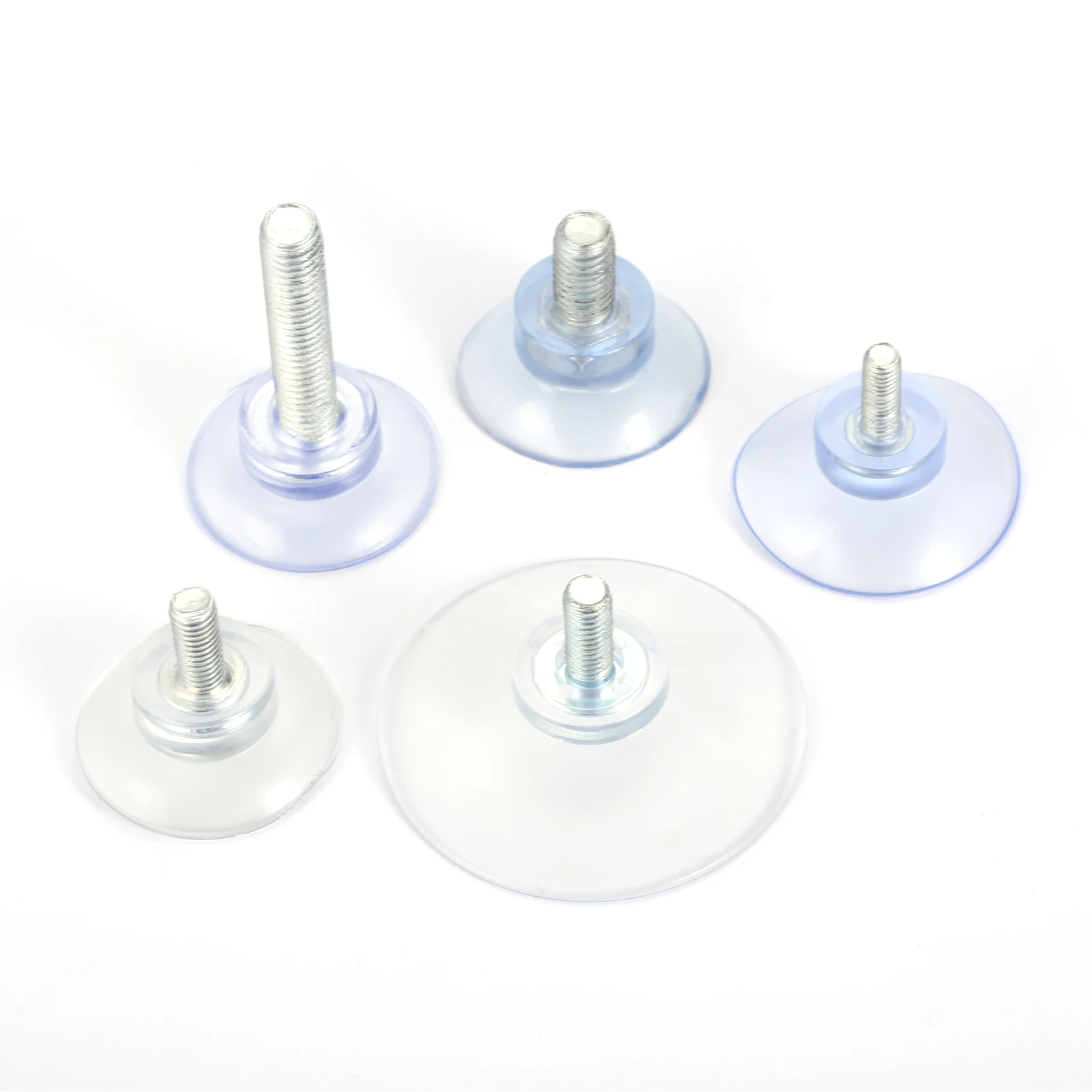 5 Pcs Transparent PVC Strong Suction Cup Sucker Hooks with M5/M6/M8 Screw Replacement Parts for Glass Table Top Storage Tool