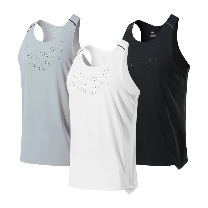 Summer Men Marathon Running Basketball Sports Light Thin Tank Top Male Sleeveless Quick Drying Fitness Sweatshirt Running Vest