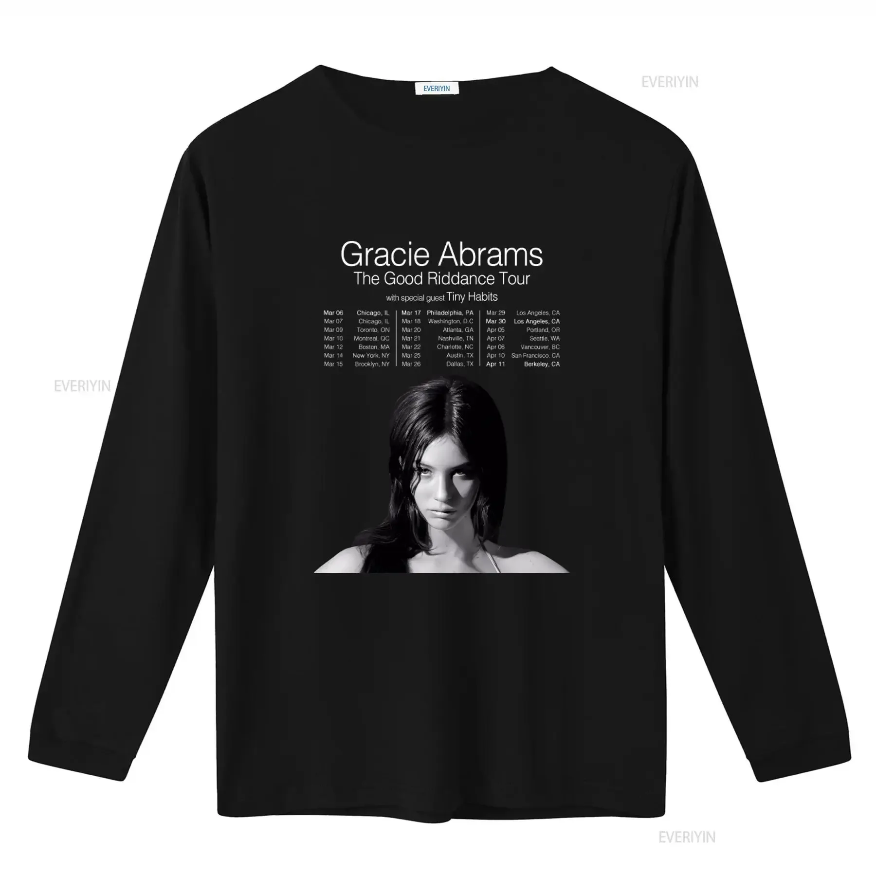 Gracie Abrams The Good Riddance Tour Merch T Shirt with Special Guest Tiny Habits Concert Schedule Print vintage Washed