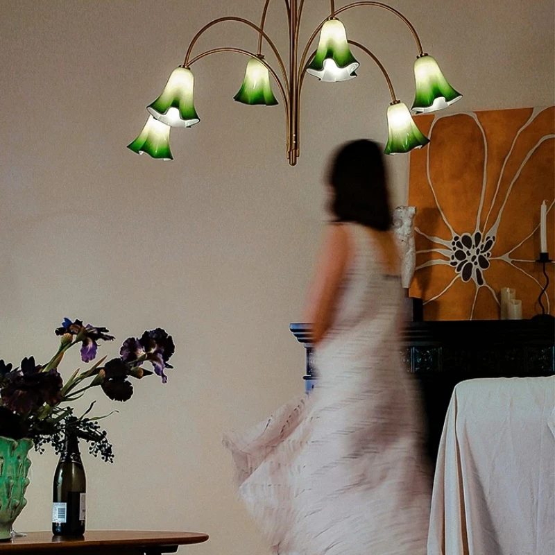 French retro style high atmosphere designer romantic flower medieval living room chandelier