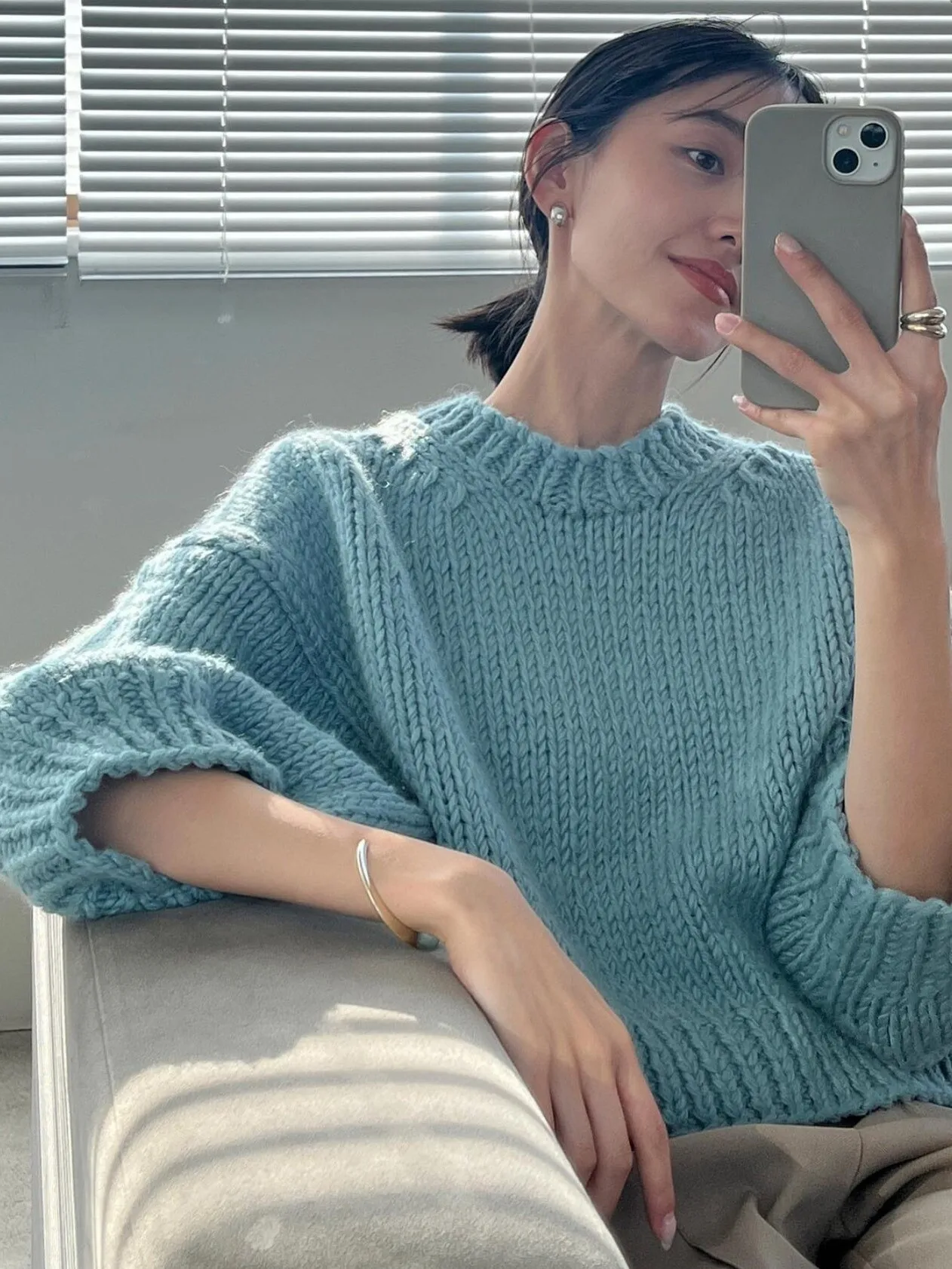 

Свободный вязаный свитер с длинным рукавом и круглым вырезом, укороченный, для повседневной носки, женский, удобный, модный, в стиле кэжуал