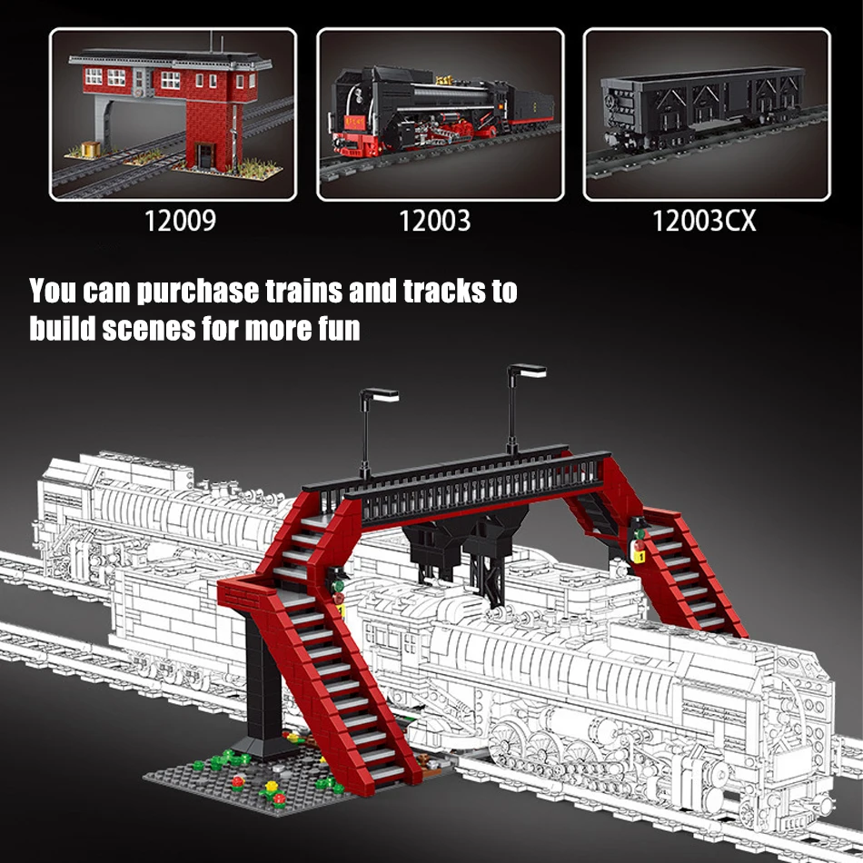 MOC Technical Railroad Crossing Building Block Sets with Turnout Track Railway Overpass Model Bricks Toy for Kids Christmas Gift