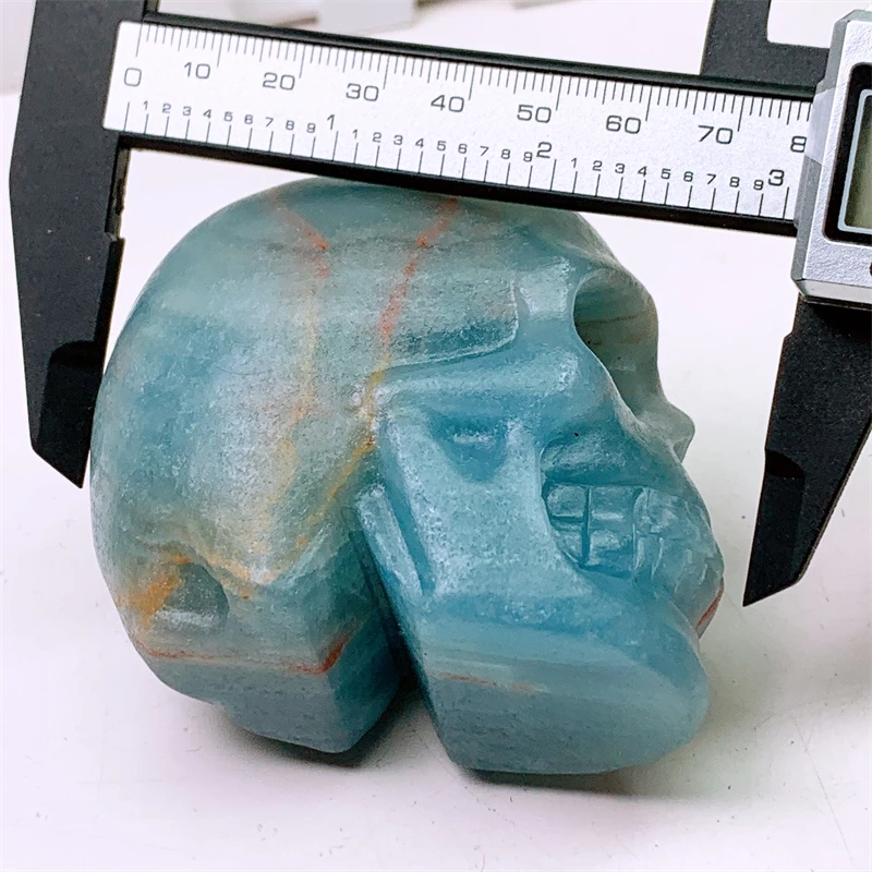 3inch Natural Blue Onyx Skull Mini Statue, Crystal Figurine, Room Decor, Halloween Decoration, Witchcraft Gift, 1Pc