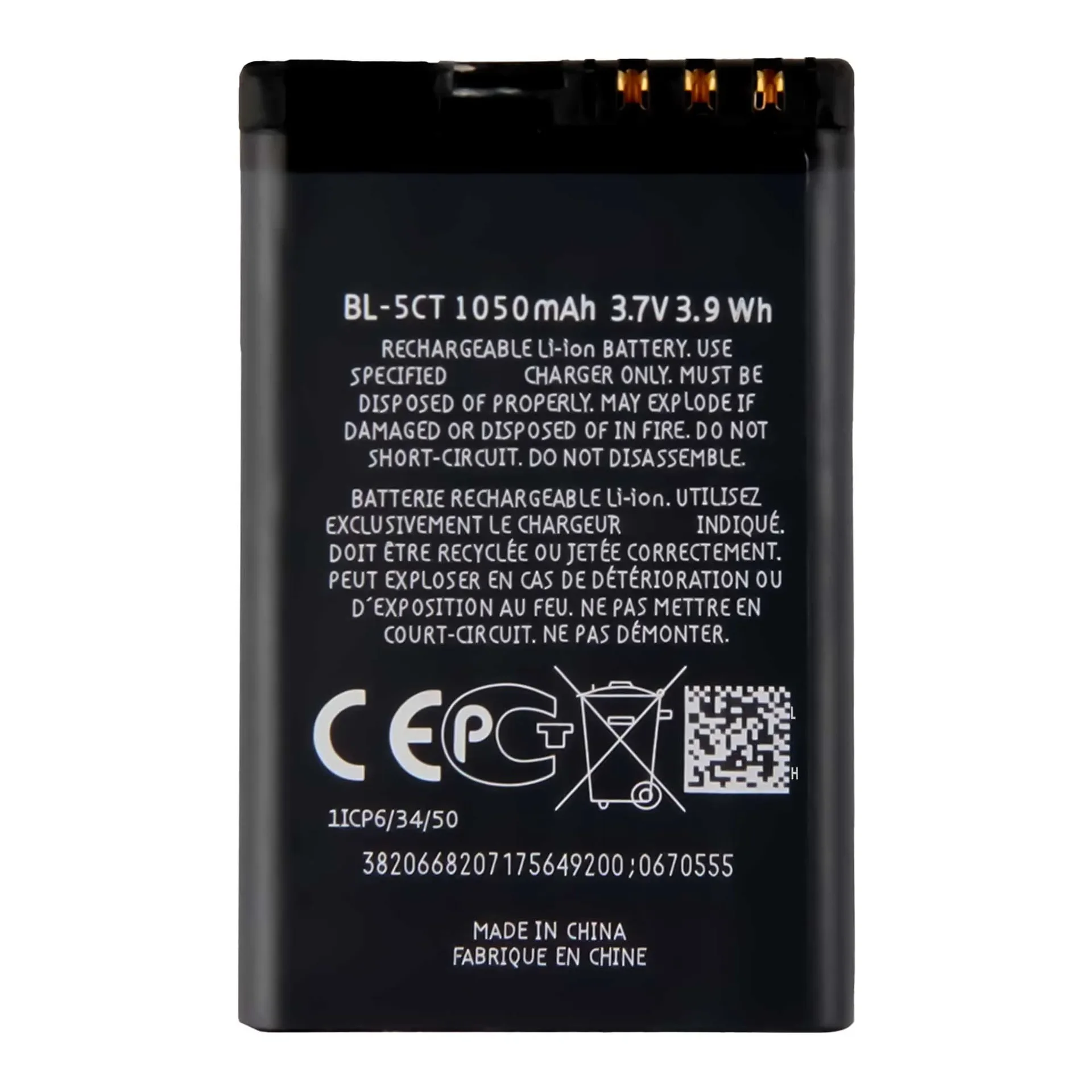 BL-5CT  Replacement Battery For Nokia C5 5MP C5-005MP C6-01 C3-01 RM-776 RM-640 6303i High Quality Mobile Phone Batteries