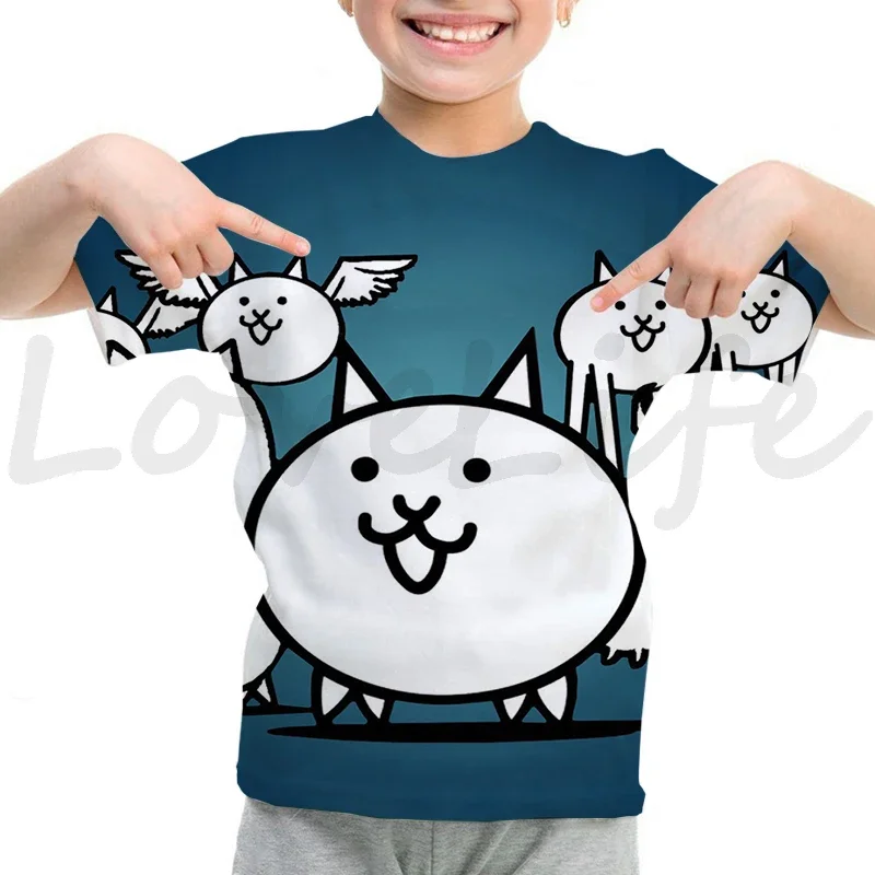 Camiseta Kids The Battle Cats T-shirt Baby Boys Girls Cute Cartoon Tshirt Children Summer Short Sleeve T Shirt O-Neck Tops Tees